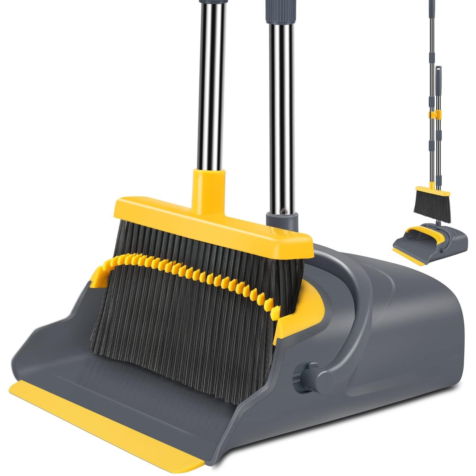 kelamayi Upgrade Broom andDustpan Set,Broom with Dustpan Combo Set,Self-Cleaning