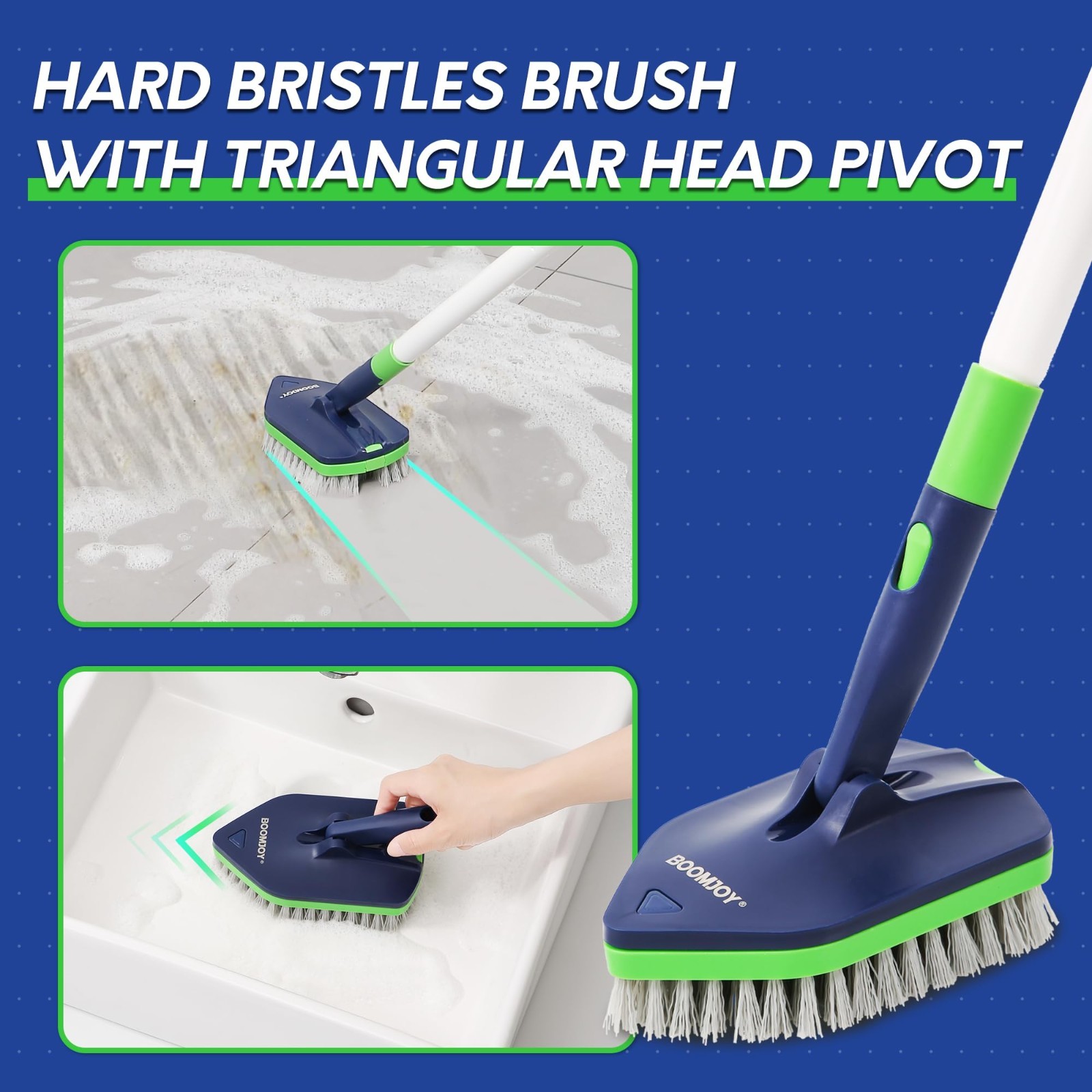 4-in-1 Extendable Shower Cleaning Brush Set – 58″ Tub & Tile Scrubber, Grout Bru