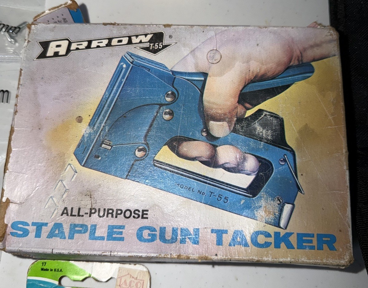 Big Lot Of House Hold Stuff 8 Items One Vintage Staple Hammer , New Bolts.