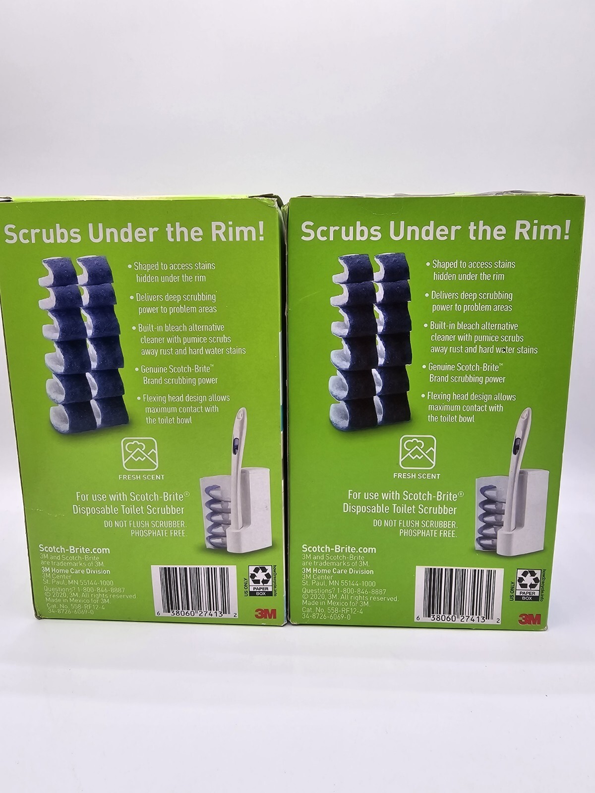 Lot Of 2)12PK Scotch Brite Disposable Scrubber Refills Removes Rust &Hard Water