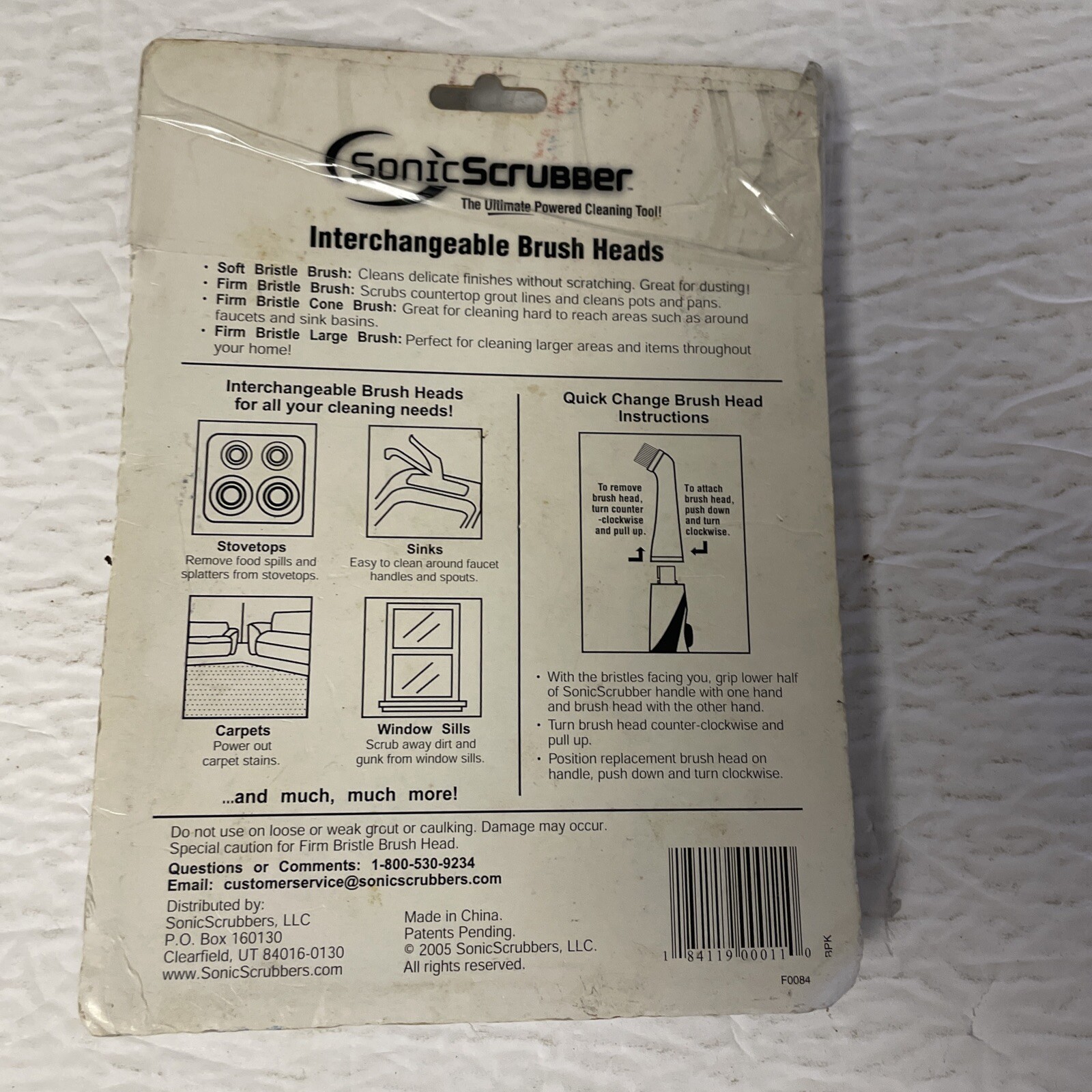 Sonic Scrubber Power Cleaner Interchangeable Brush Heads 4 Count