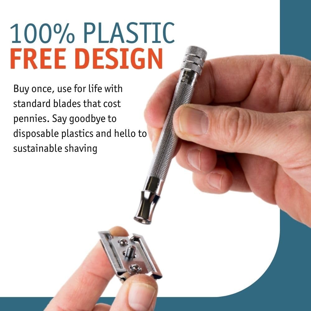 MERKUR 23C Double Edge Safety Razor – Polished Chrome, Long Knurled Brass Hand