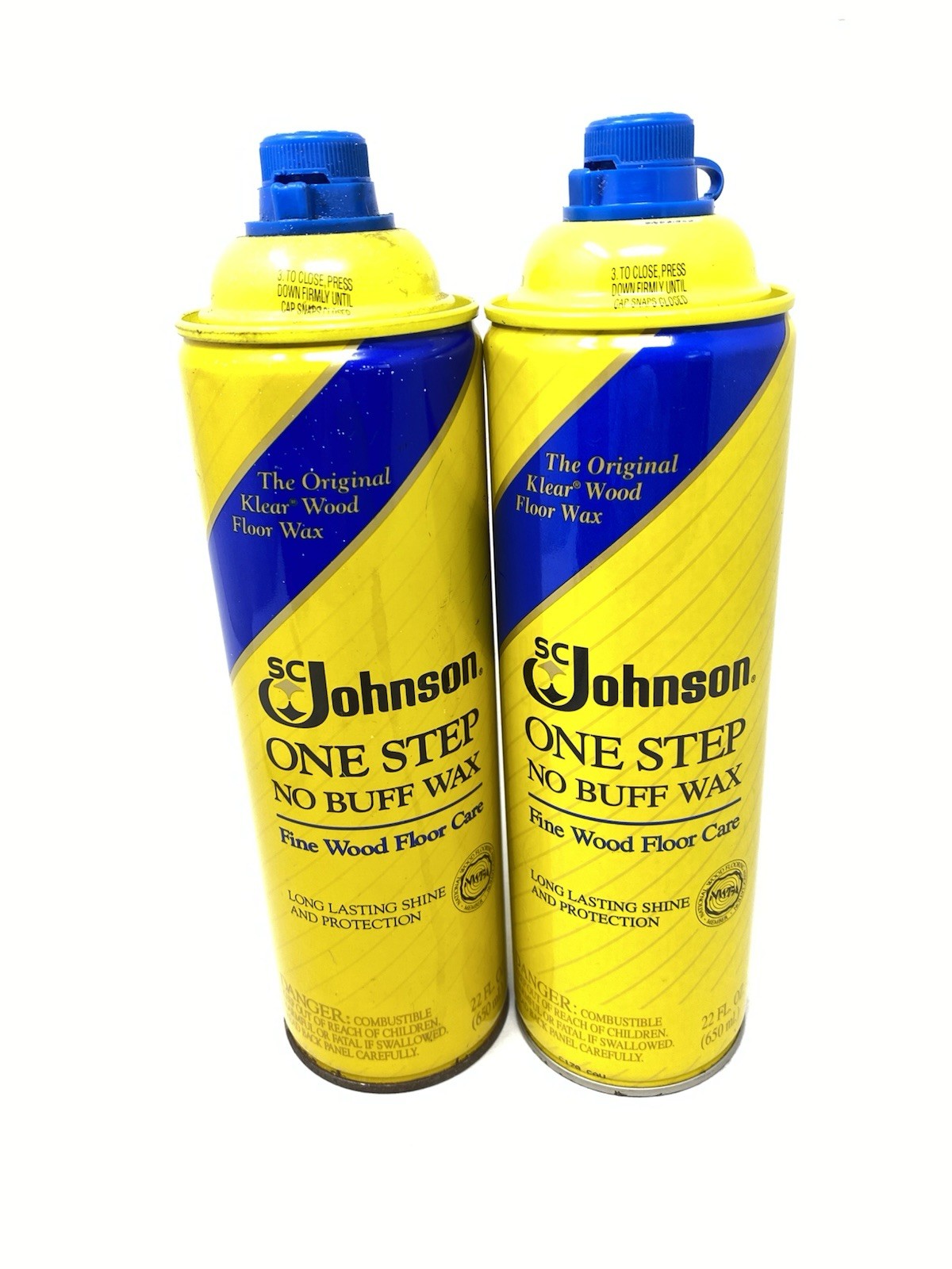 SC Johnson One Step No Buff Wax 2 Partial Cans Fine Wood Floor Care 16 & 18 Oz