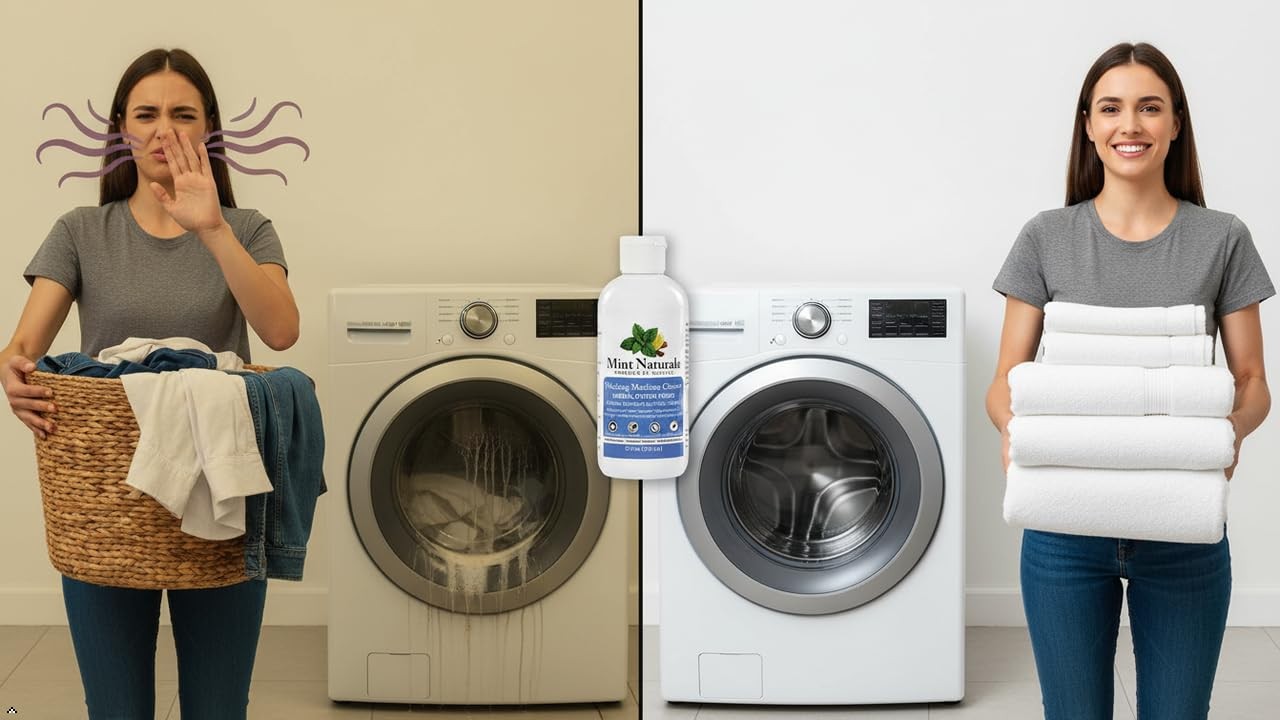 Natural Washing Machine Cleaner Front/Top Load Odor Remover 12oz Deep Clean