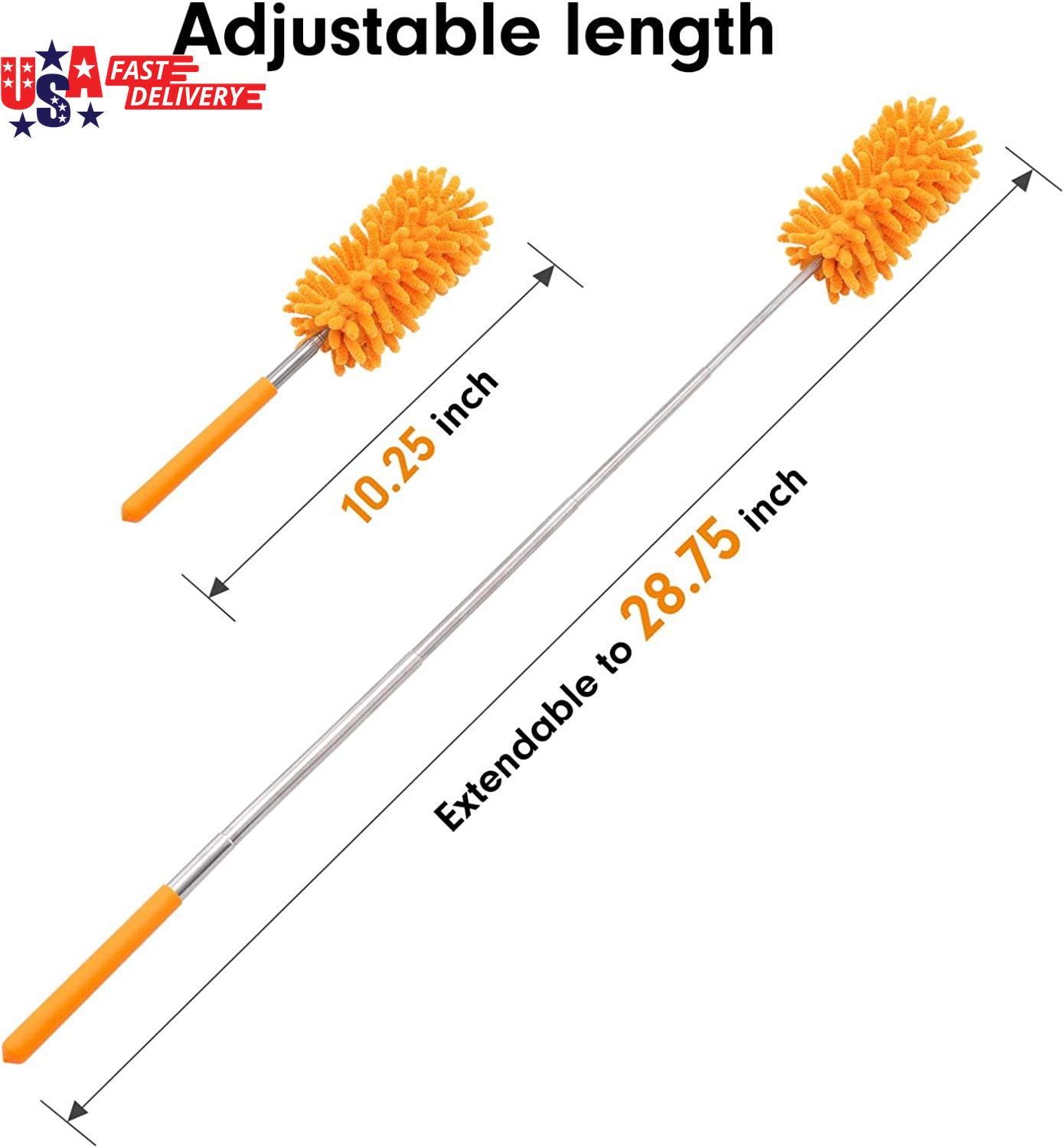 Microfiber Duster for Cleaning, Hand Washable Dusters with 2Pcs Replaceable Mic