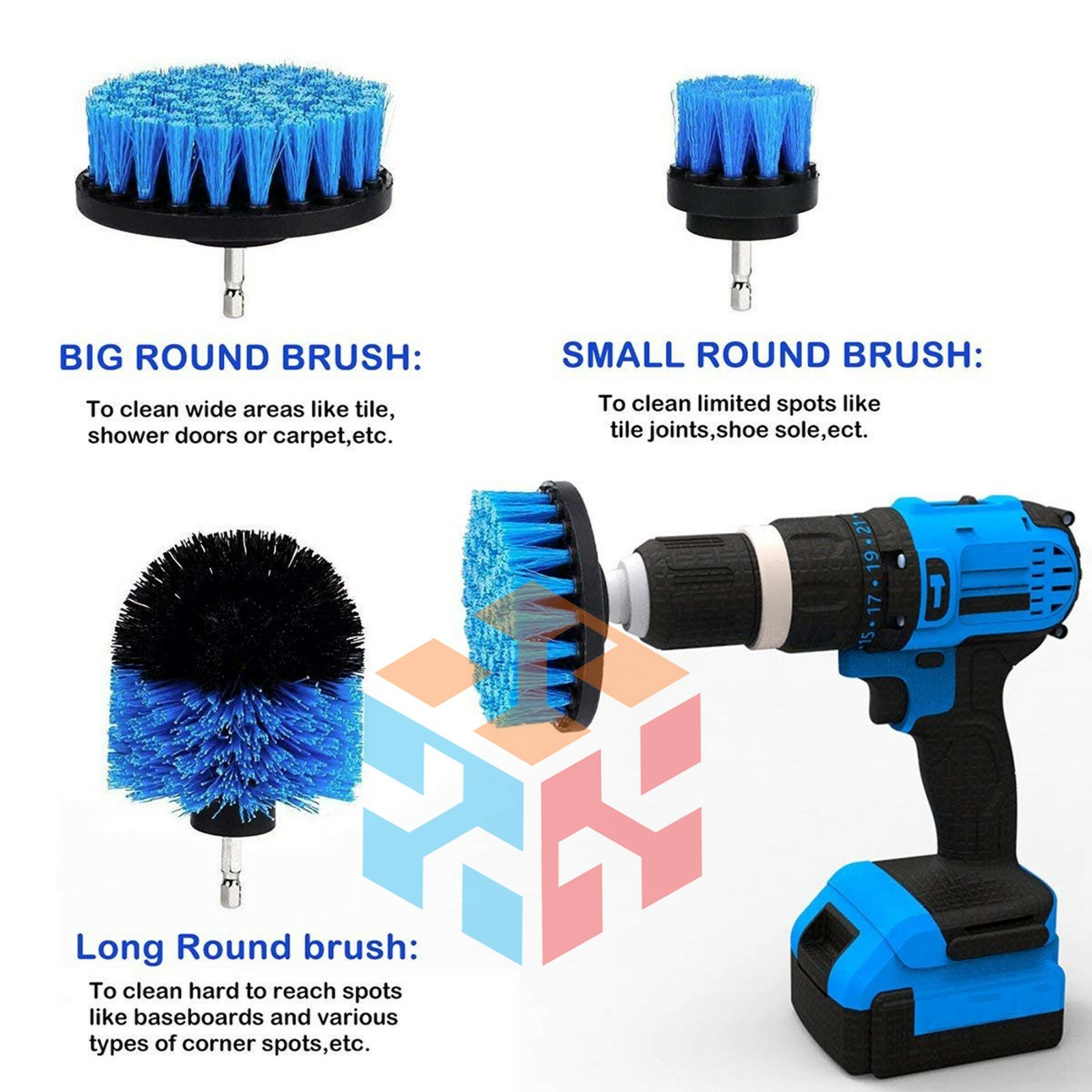 Drill Brushes Set 4pcs Tile Grout Power Scrubber Cleaner Spin Tub Shower Wall
