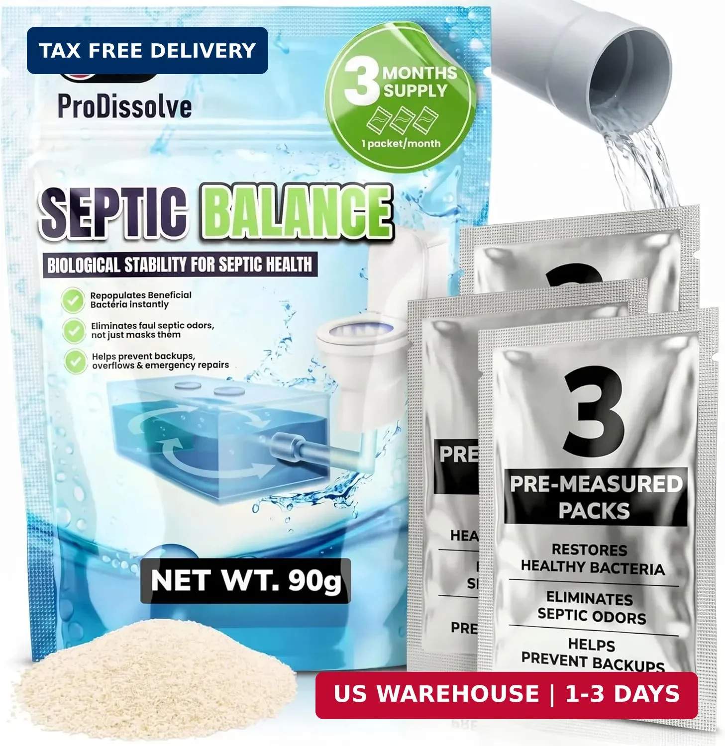 Septic Balance, 3 Septic Tank Treatments – 3 Month Supply – Septic Tank Cleaner