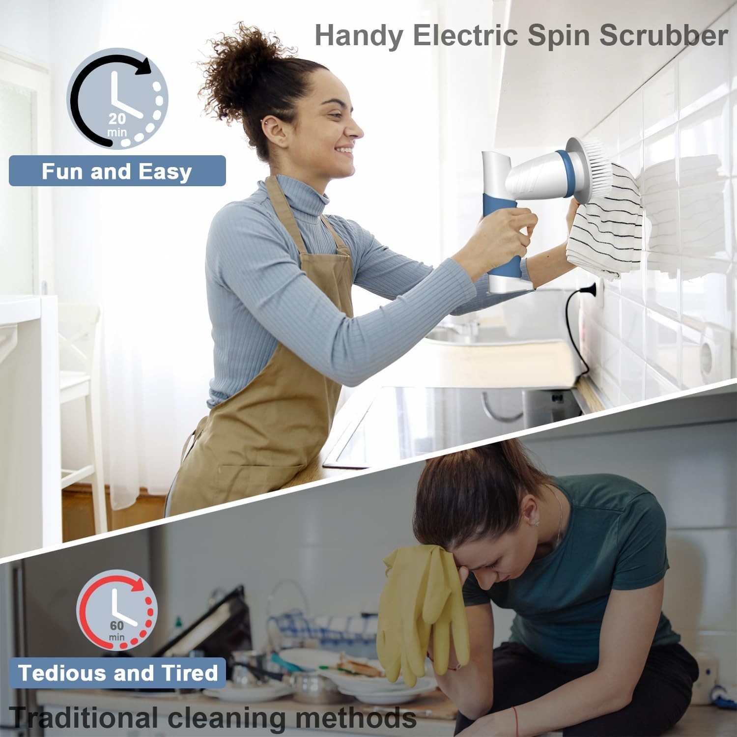 Electric Spin Scrubber, Electric Cleaning Brush Bathroom Shower Scrubbing Cle…