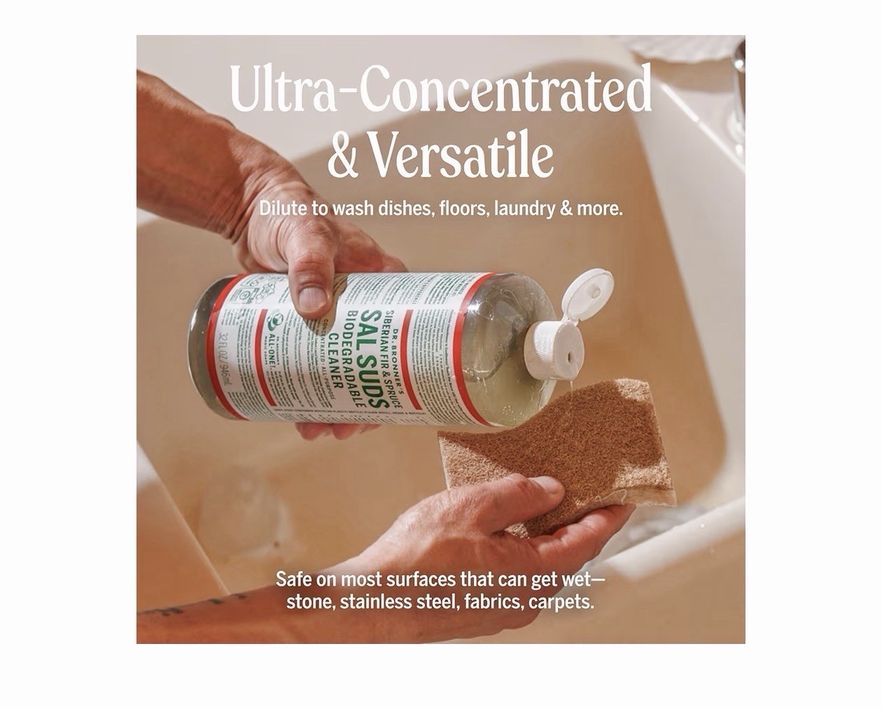Dr. Bronner’s Sal Suds Plant-Based Concentrate Siberian Fir & Spruce 32 oz 2Pk