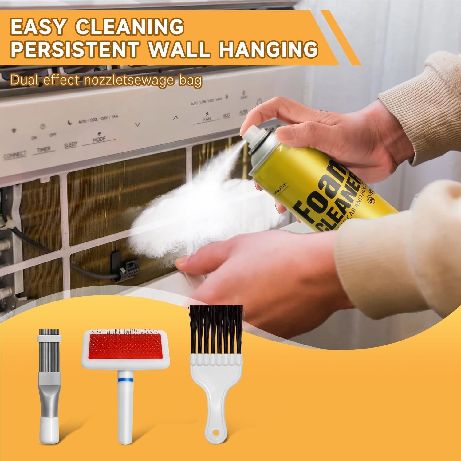 AC Coil Cleaner Kit, Include 2 for Coil Cleaner, 3-Piece Set of Air Condition…