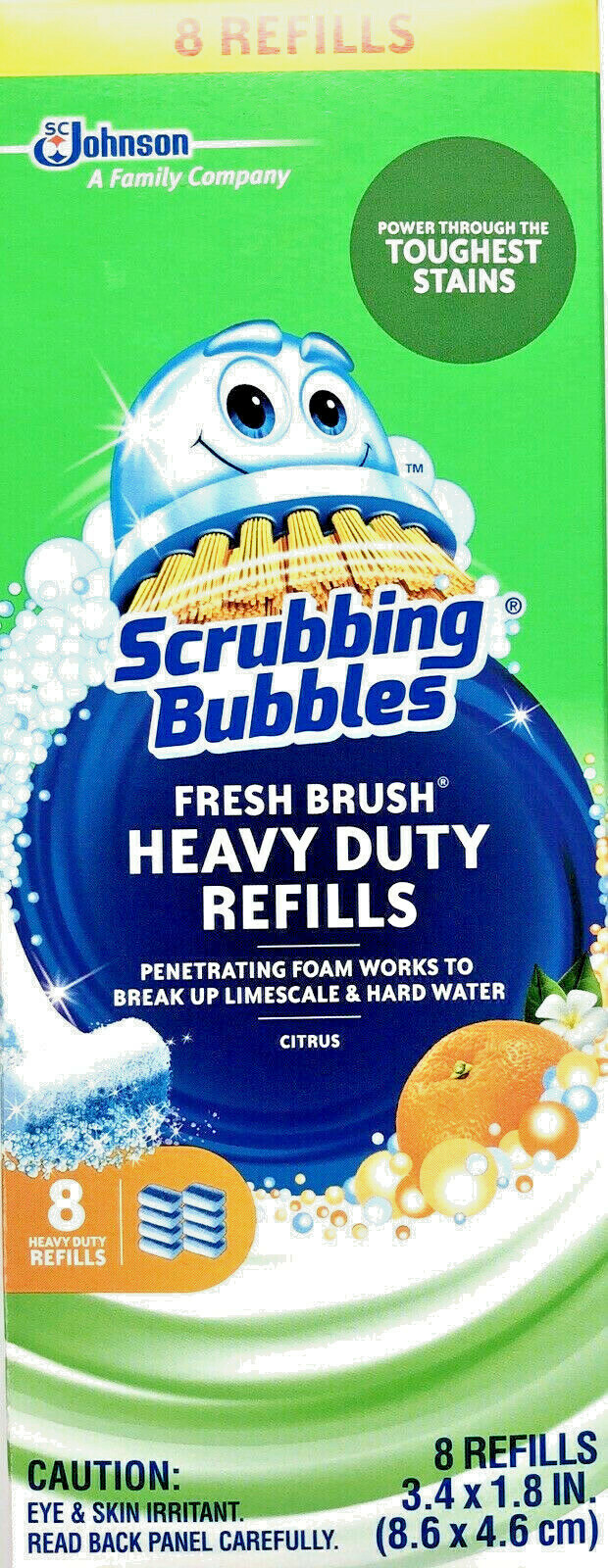 Scrubbing Bubbles One 8 Pack Citrus Fresh Brush Heavy Duty Refills Foam Pads