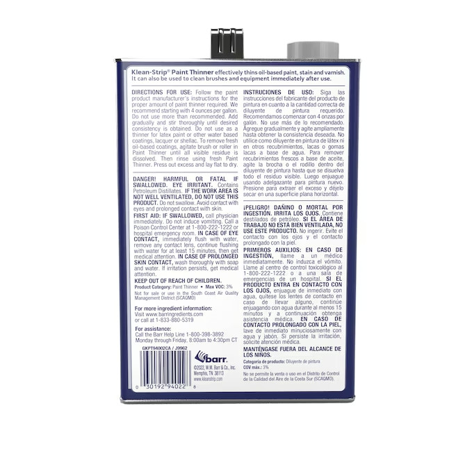 Klean Strip 128 -fl oz Fast to dissolve Paint thinner