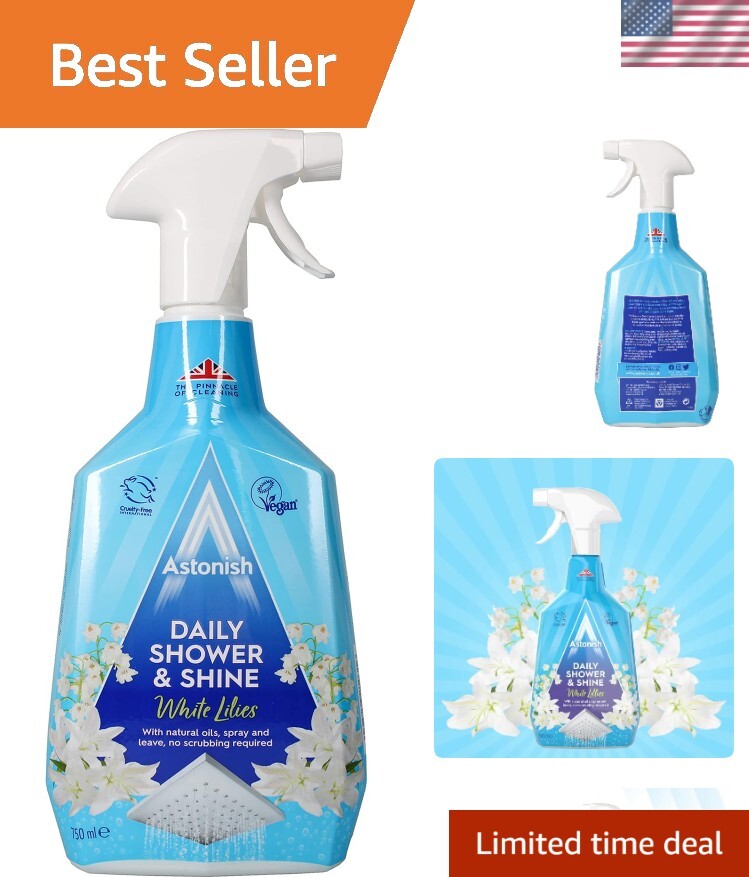 750ml Daily Shower Spray – Floral White Lilies Cleaner for Watermarks & Odors