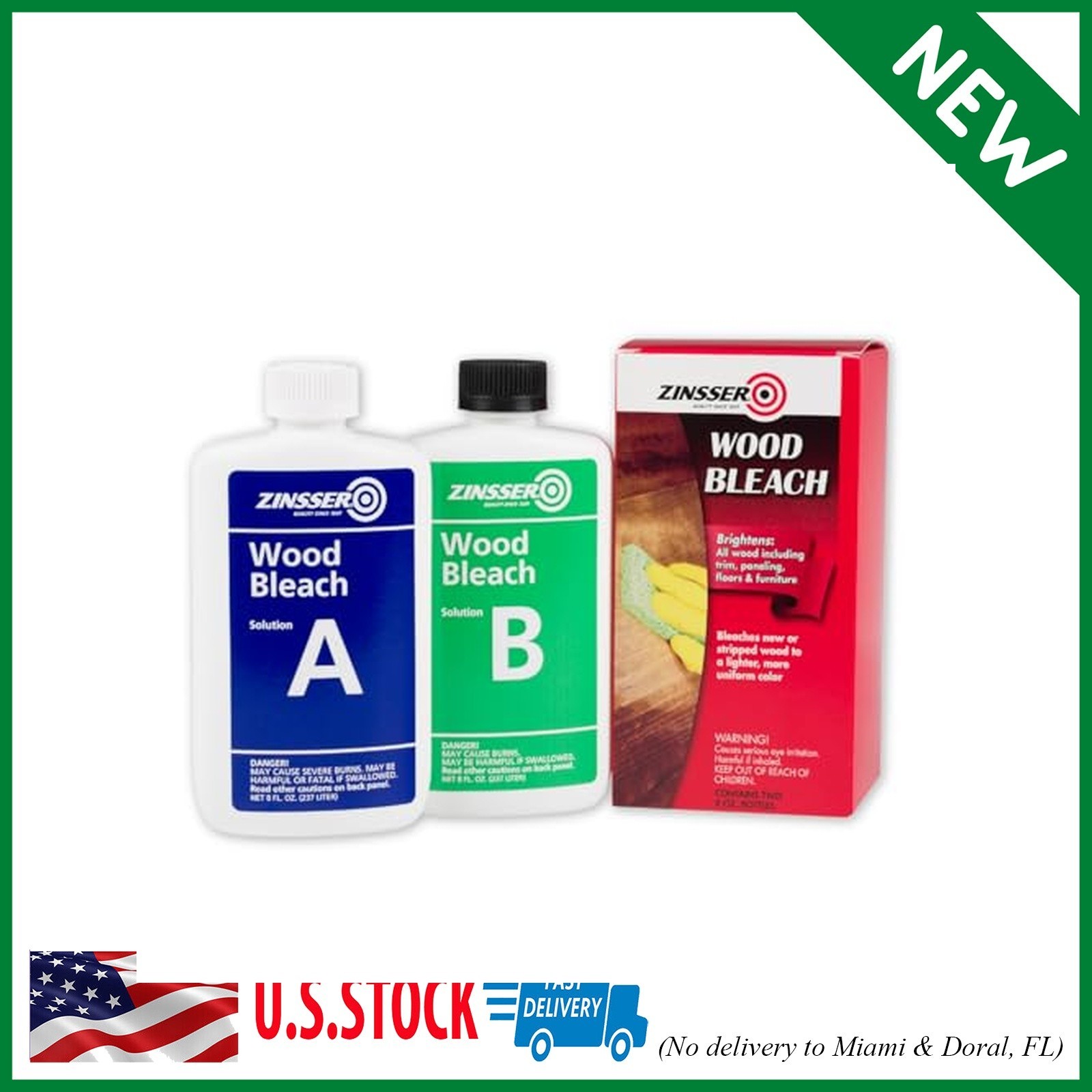 Zinsser 300451 Wood Bleach, Part A and B, 8 Ounce (Pack of 2)