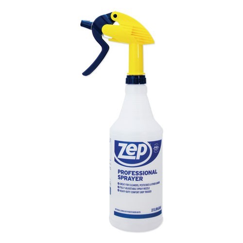 Zep Commercial Professional Spray with Trigger Sprayer, 32 oz Bottle, Clear