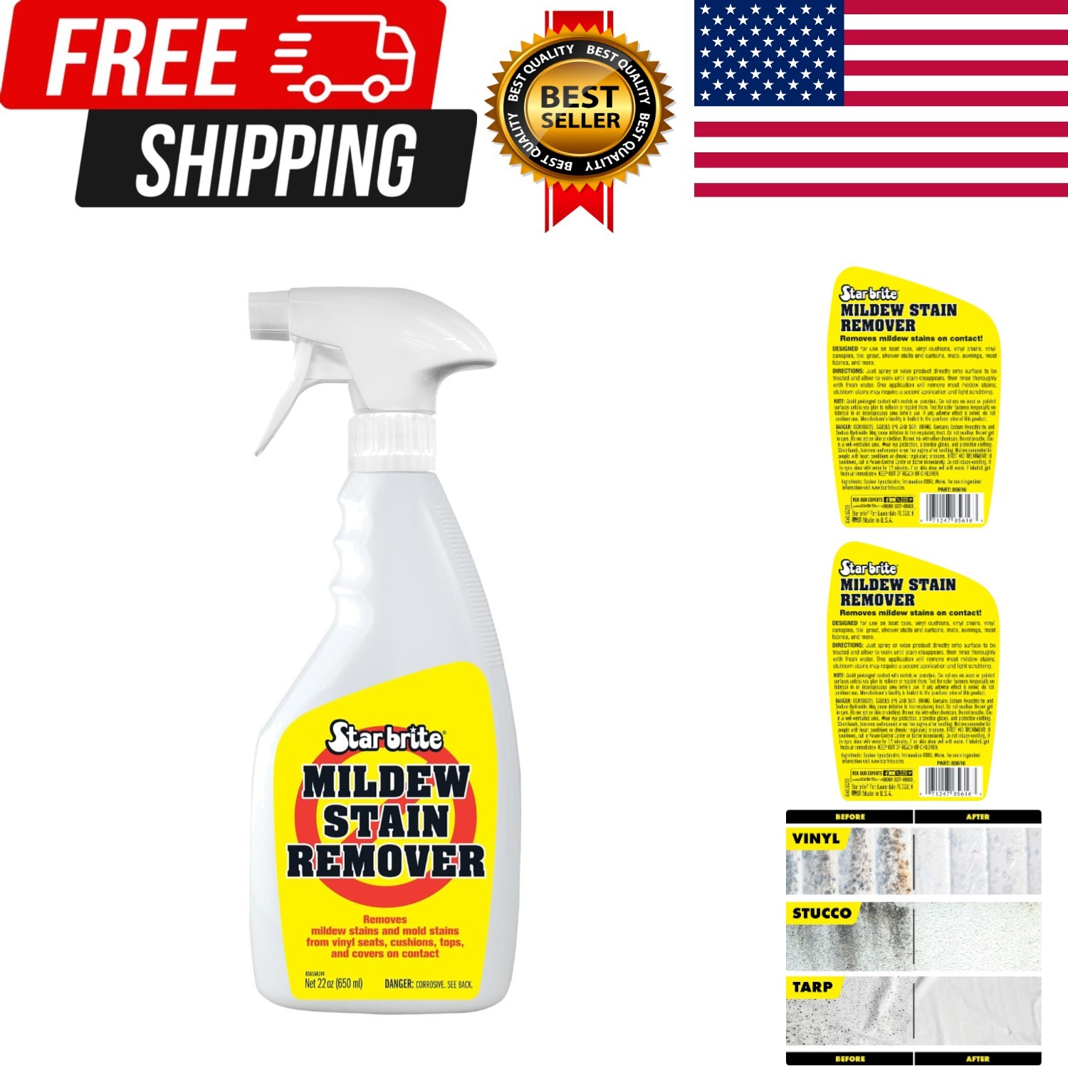 Professional-Grade Mildew & Mold Stain Remover + Cleaner – Instant Contact St…