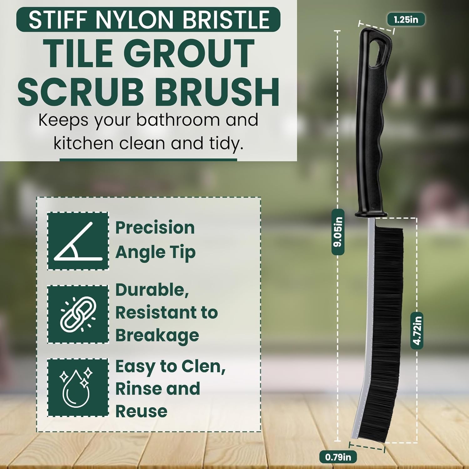Crevice Cleaning Brush Set – 3Pcs Hard Bristle Cleaning Tools in Black, Red &