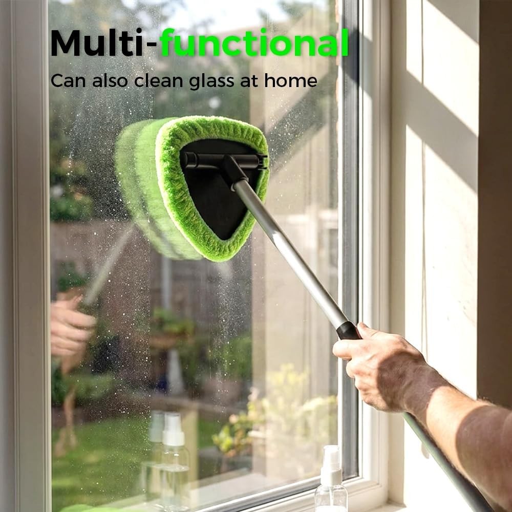 Car Windshield Cleaning Tool, Microfiber Wand Window Cleaner Kit for Auto Glass