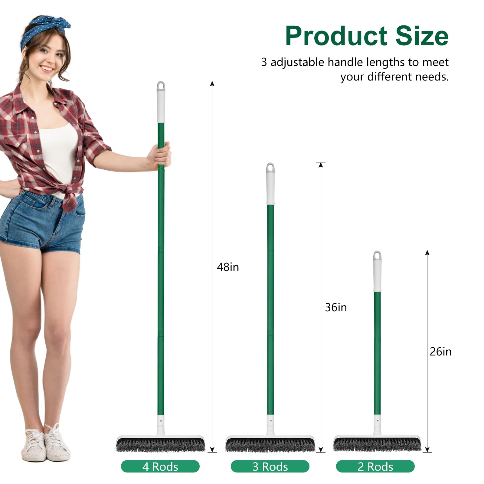 Upgraded Large 12 in Wide Floor Scrub Brush with 51-Inch Long Adjustable Hand…