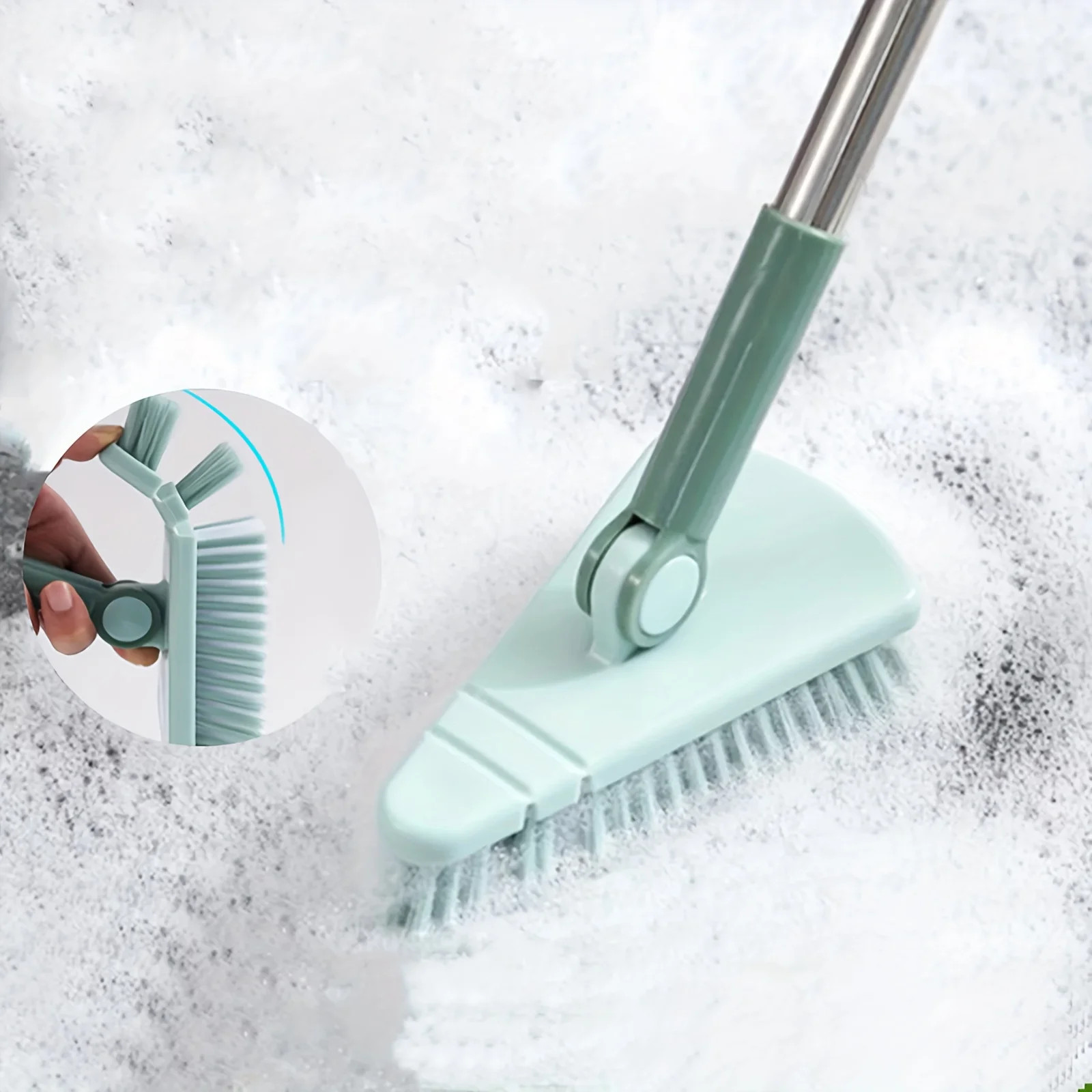 Triangle Floor Brush Long Handle Bathroom Kitchen Gap Cleaning Scrub Brush