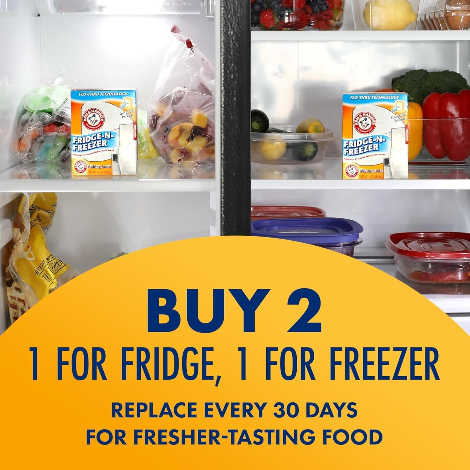 Baking Soda Fridge-n-Freezer Odor Absorber, Orange 14 oz, Pack of 12
