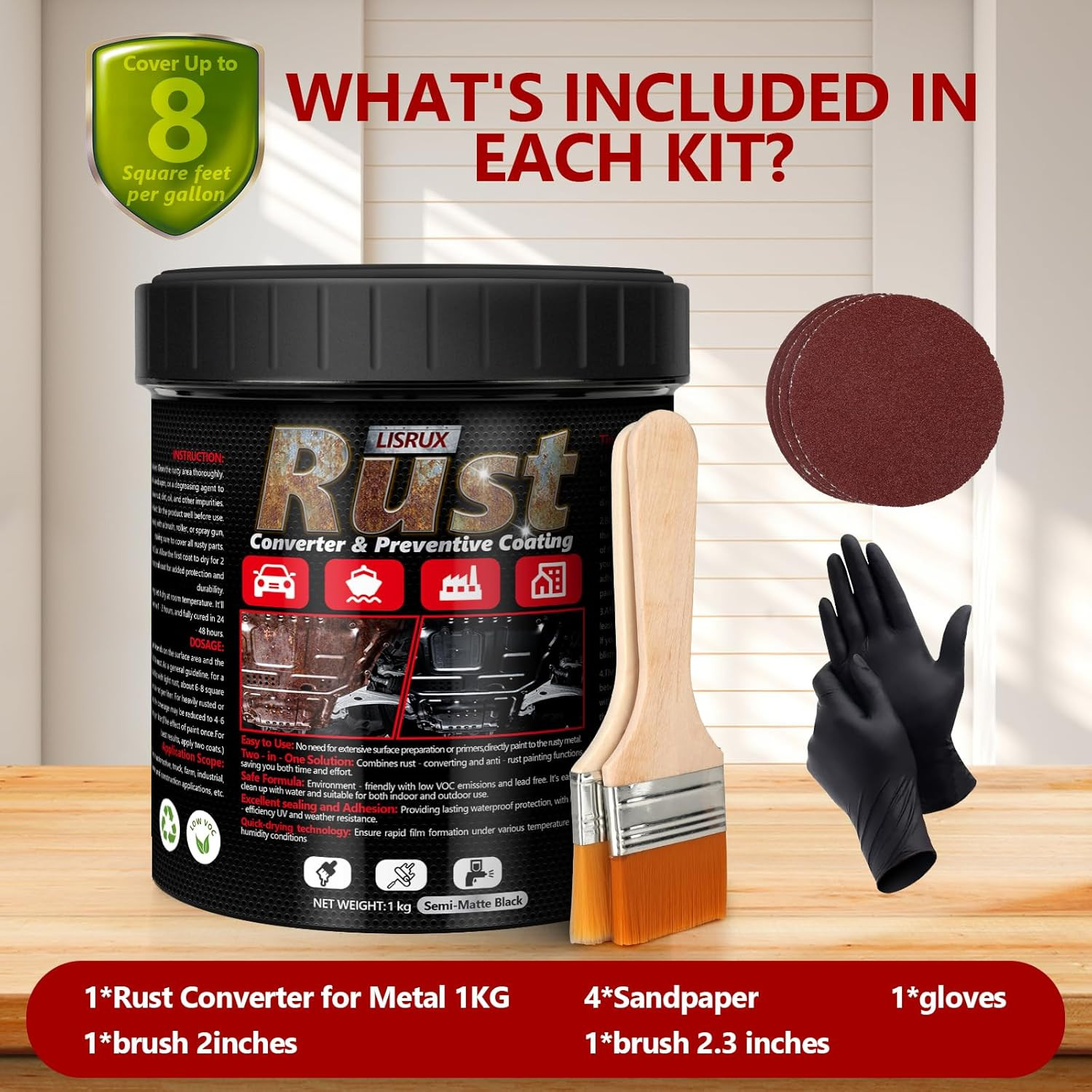 4-In-1 Rust Converter & Metal Primer, 34 Fl Oz Black Rust Inhibitor Paint for Me