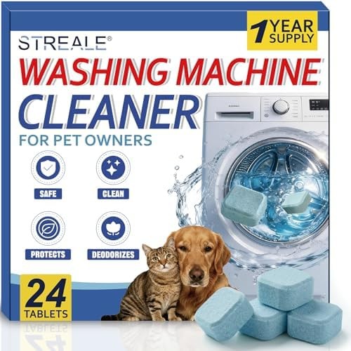 Washing Machine Cleaner Tablets for Pet Owners -24Pack, Deep Clean Descaler,T…