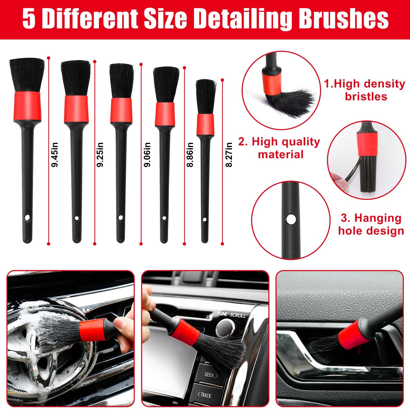 Red 17PC Car Detailing Kit: High-Power Vacuum, Interior Cleaner & Gift for Her