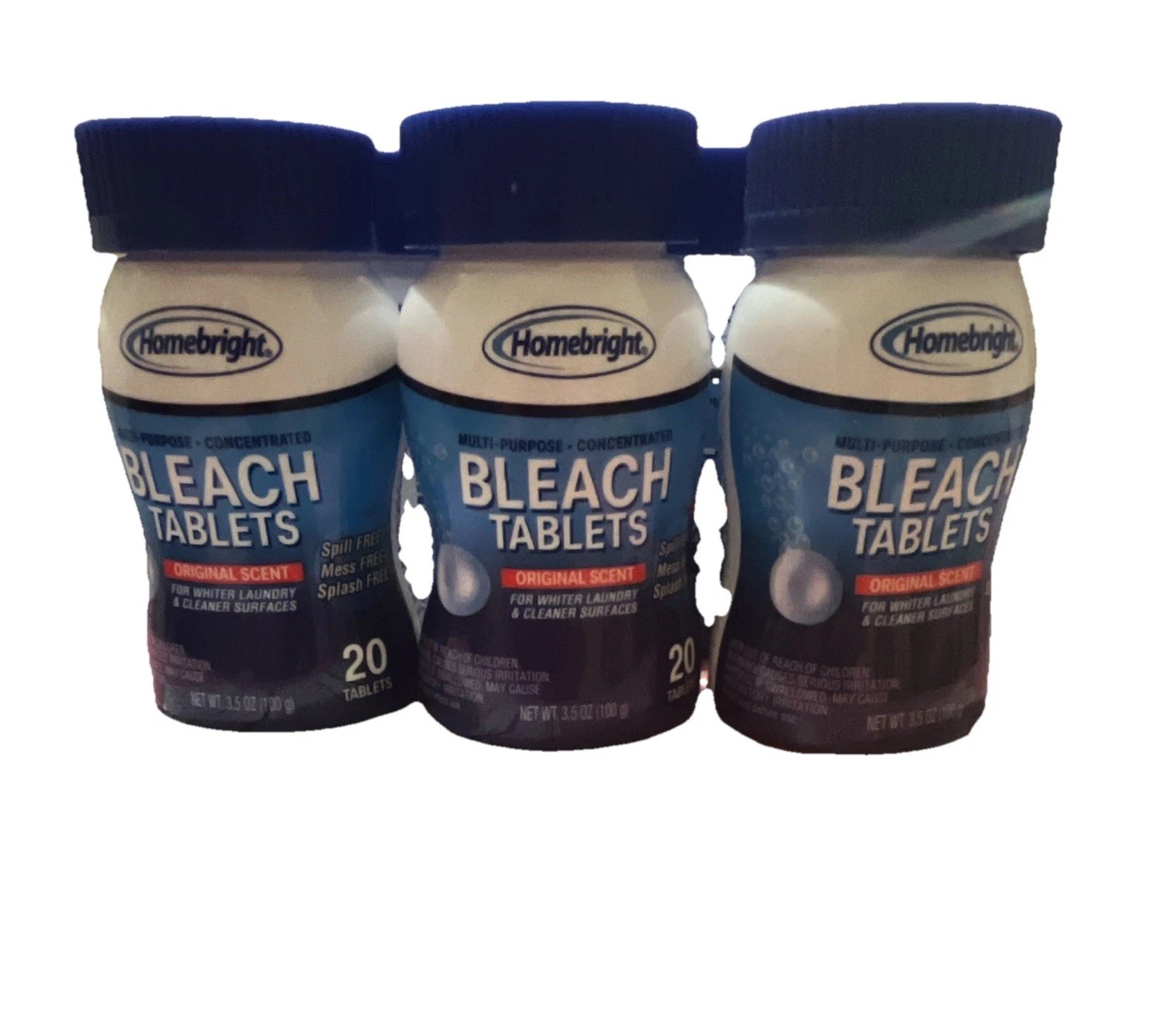 Homebright Bleach Tablets Original Scent Laundry Concentrated 20 Ct, 3 Pack