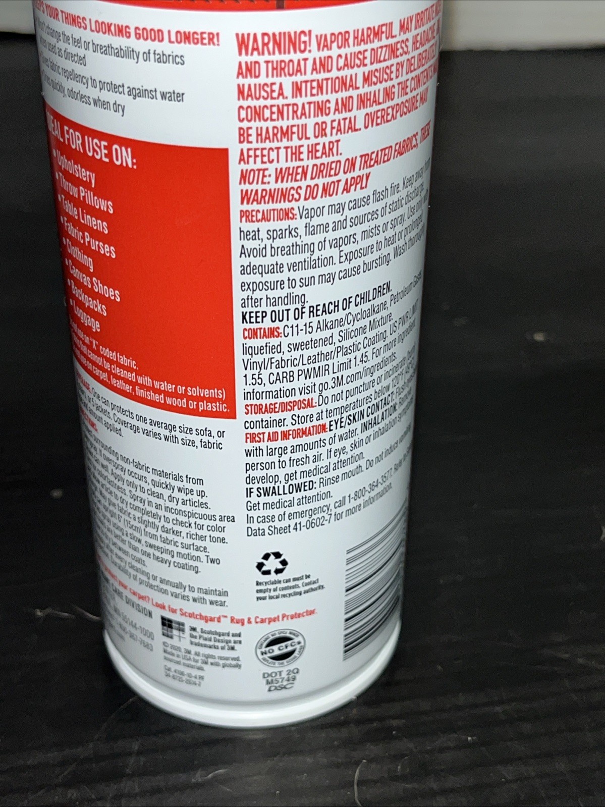 ~ 3M Scotchgard Transparent Fabric Water Shield Dries Clear & Oderless 10 oz