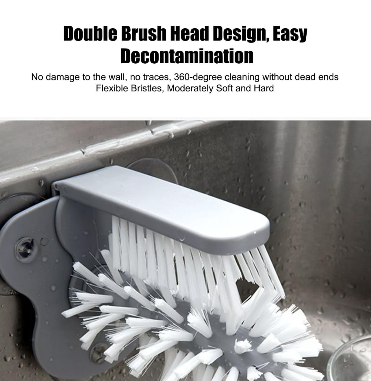 Water Bottle Cleaning Brush Glass Cup Washer with Suction Base Bristle Brush for