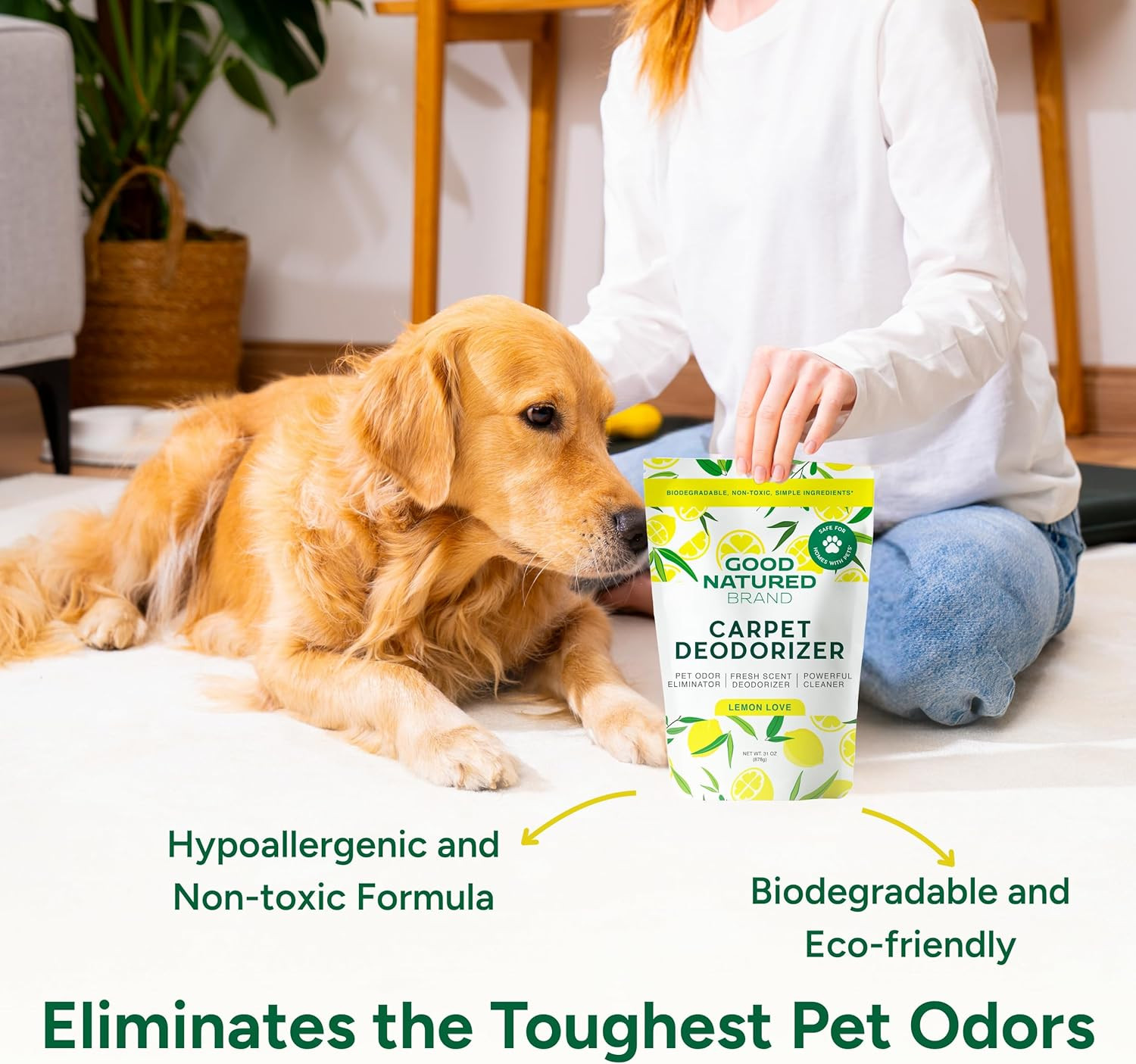 Good Natured Brand | Carpet Deodorizer & Freshener Powder | 31 Oz Pet Odor Elimi
