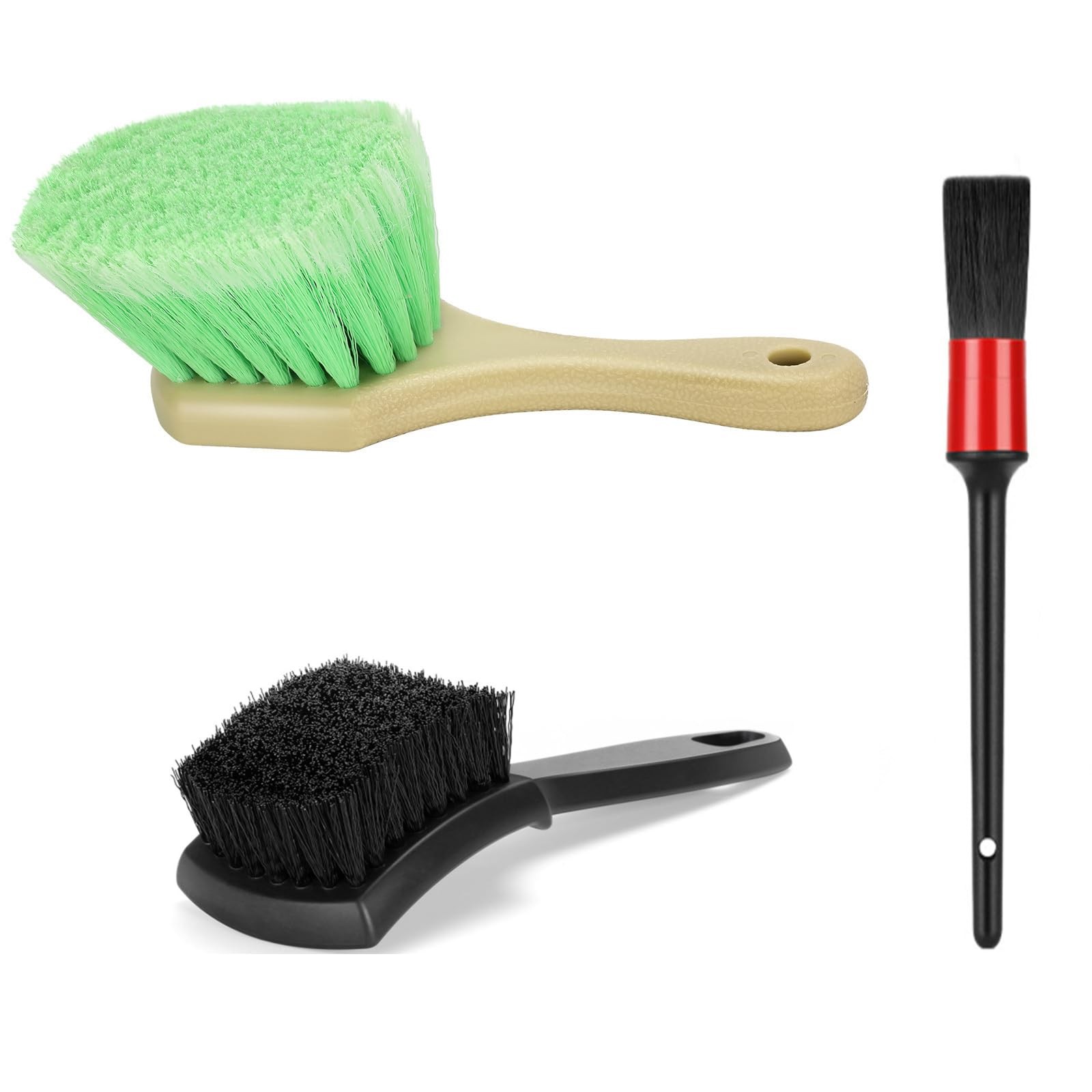 Wheel Rim & Tire Brush Set, Soft & Stiff Bristle Wash Cleaning Supplies Kit