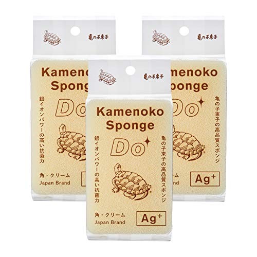 Kamenoko Sponge Do Square Cream 3-Pack Set High Quality Kitchen Sponge Japan