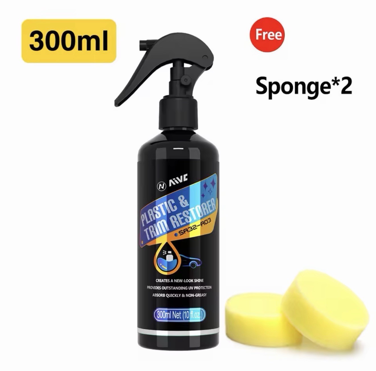 LUXURY PLASTIC RESTORER BACK TO BLACK GLOSS/ BLACK / 2 SPONGE FREE