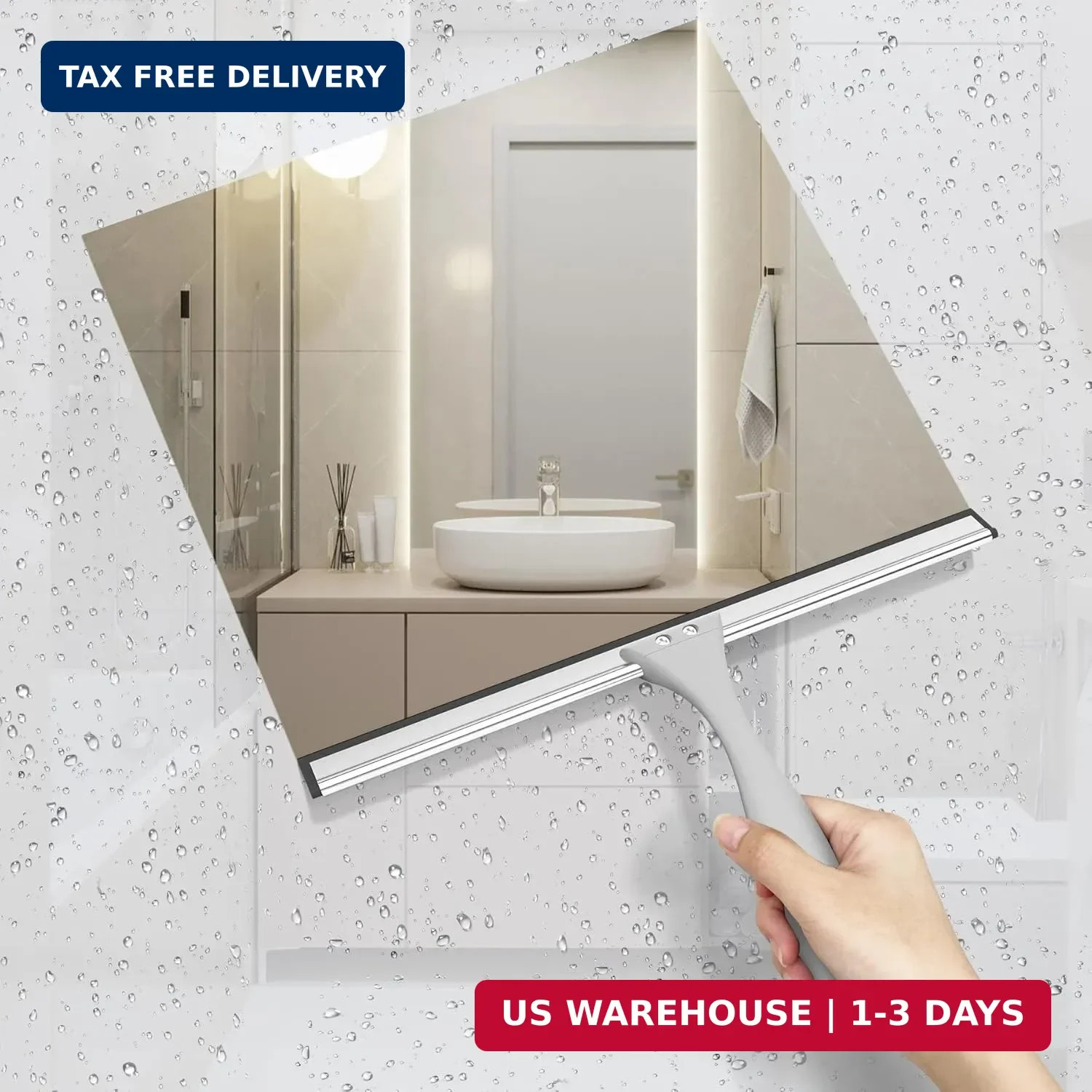 AmazerBath Squeegee for Shower Glass Doors – All-Purpose Squeegee with Hook for