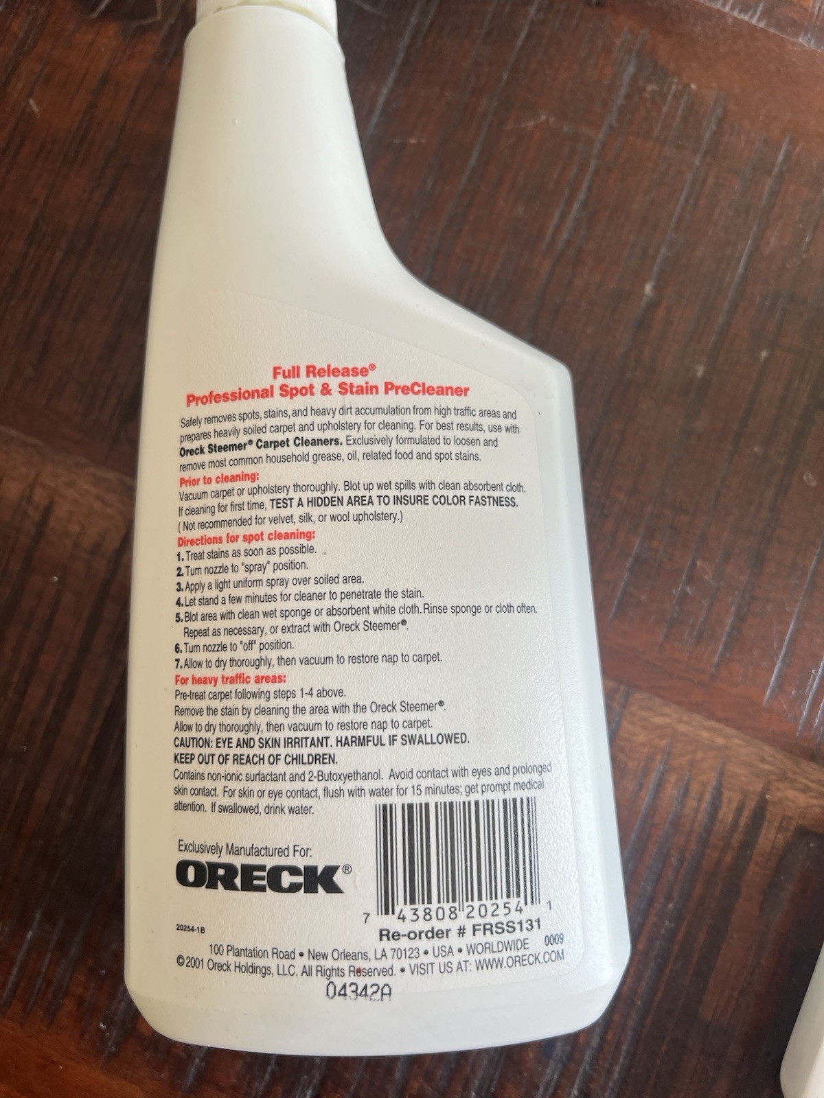 Oreck Professional Full Release Allergen Control Carpet Cleaner 16oz Steemer NEW