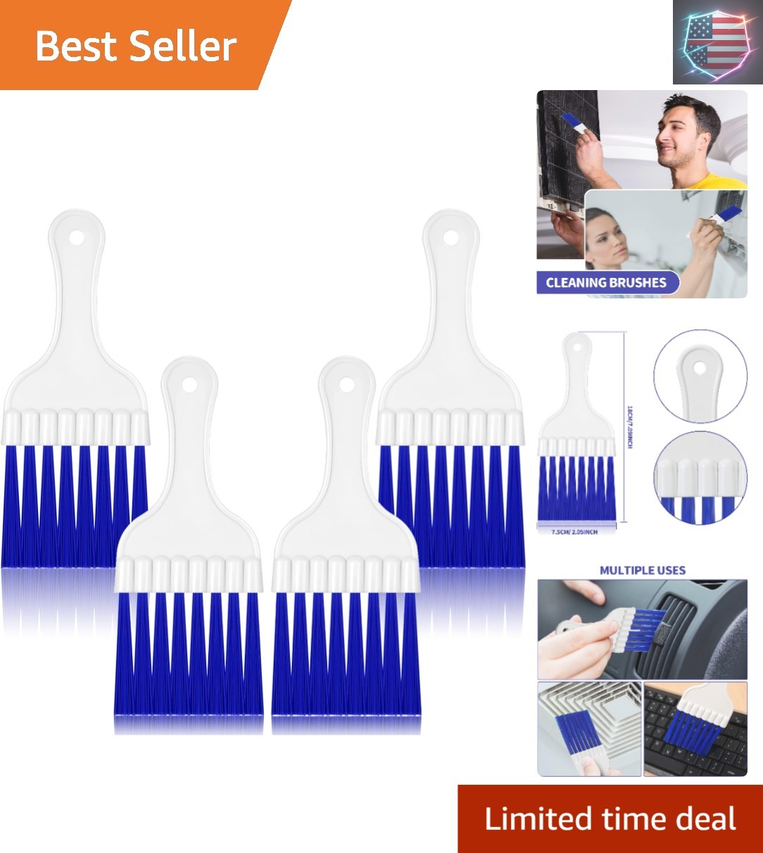4 Packs Air Conditioner Condenser Cleaning Brush Refrigerator Coil Brush HVAC…