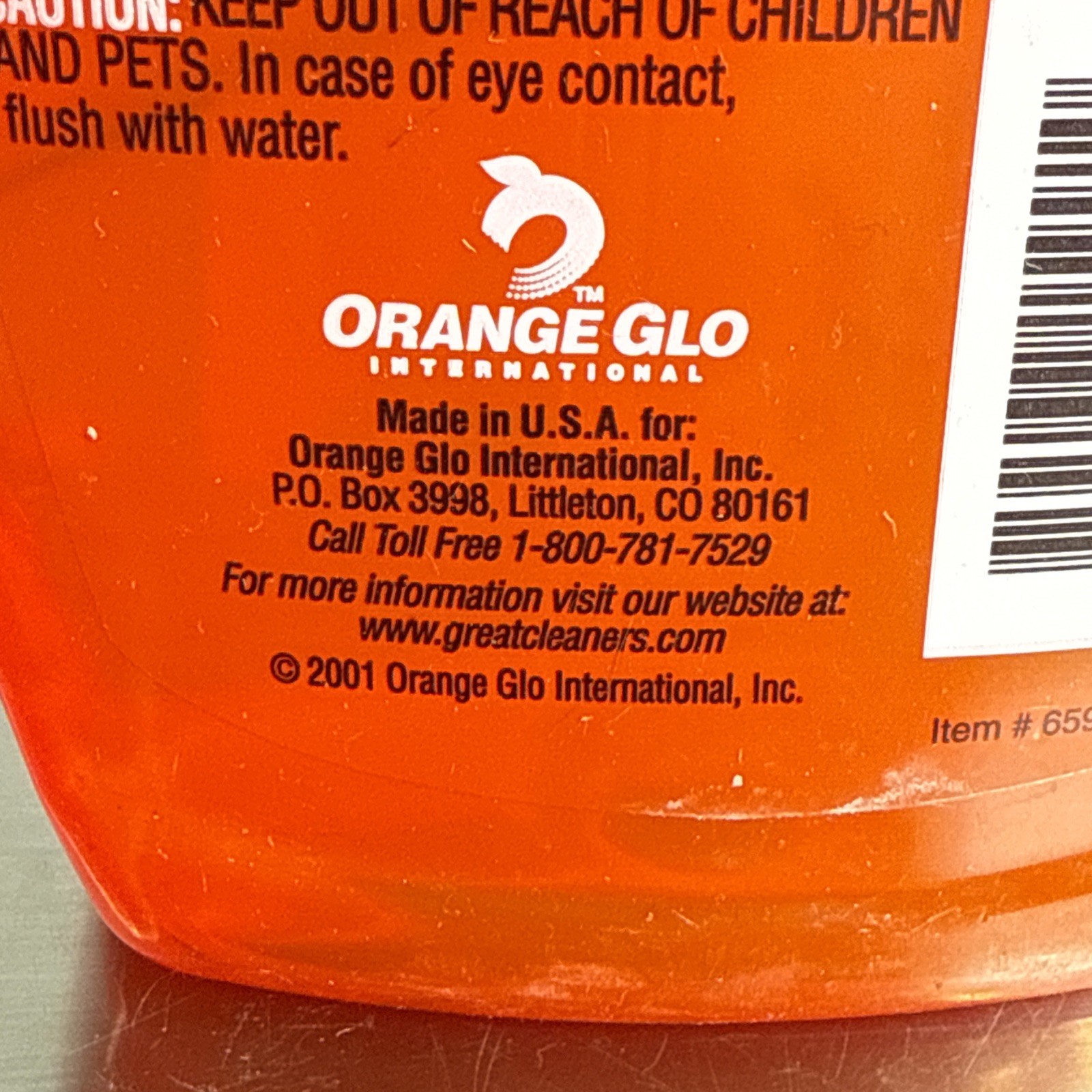 Orange Glo Clean Original Tough Acting Degreaser Cleaner Movie Prop 21 Oz left