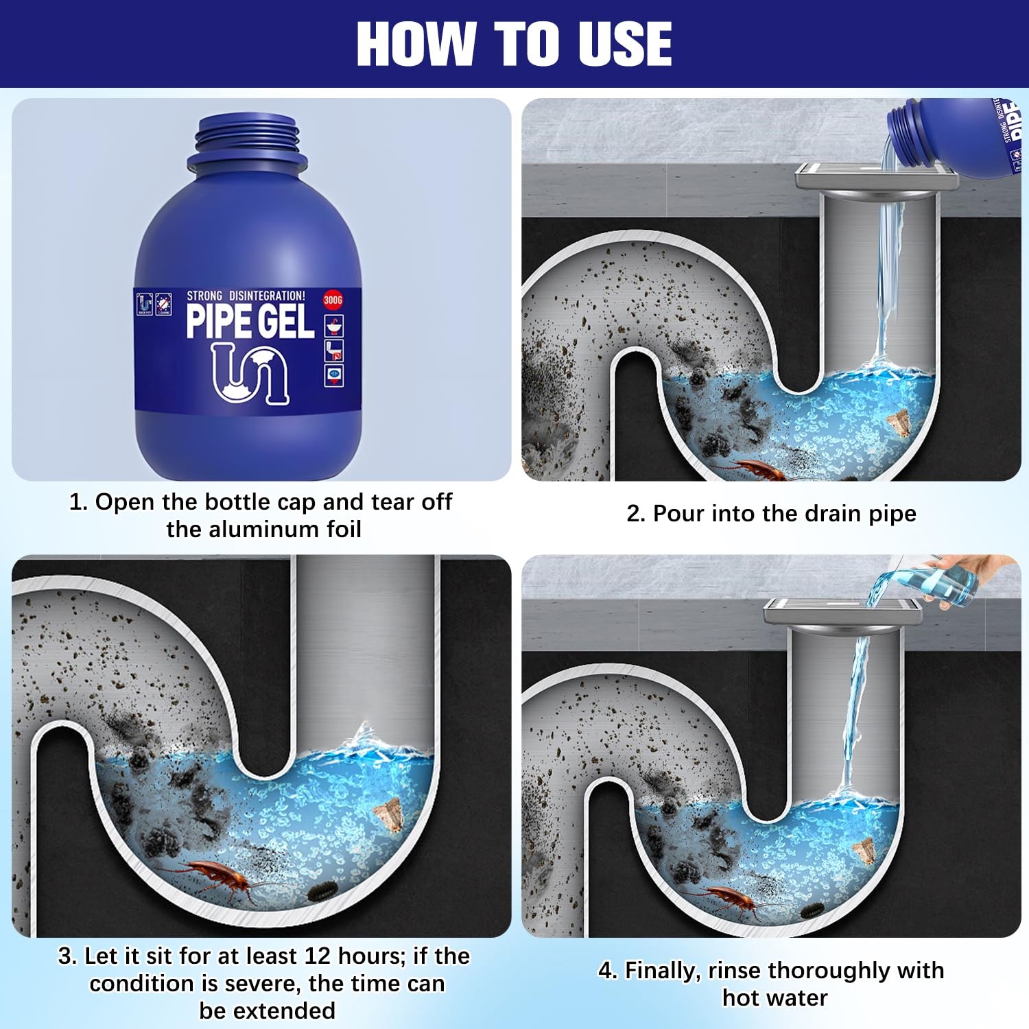 Pipe Bobo Drain Cleaner 10.6OZ, Professional-Grade Drain Clog Remover for Kit…