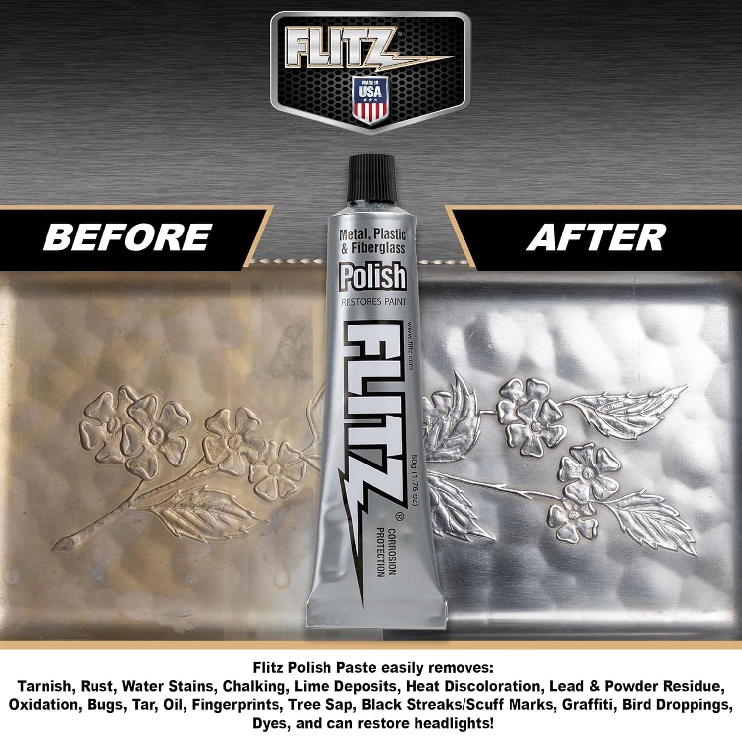 Flitz Metal Polish Paste – 1.76oz USA-Made Polish for Solid Chrome, Stainless