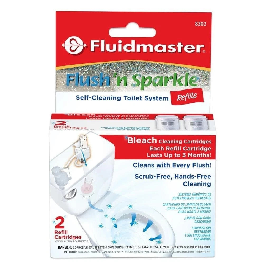 Fluidmaster Flush-n-Sparkle Automatic Toilet Cleaning System Bleach Refills 2Pck