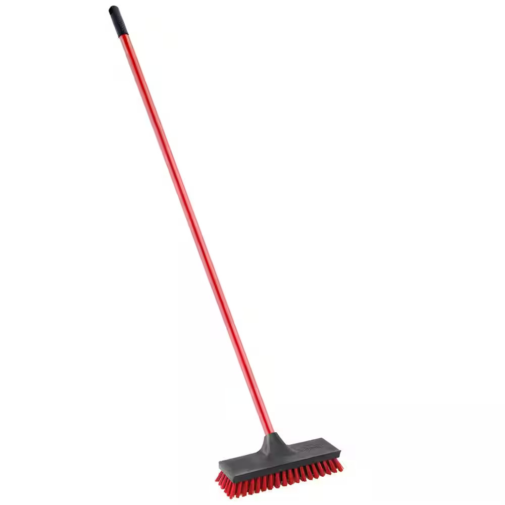 10.5 In. High Power Floor and Deck Scrub Brush with Steel Handle (2-Pack)