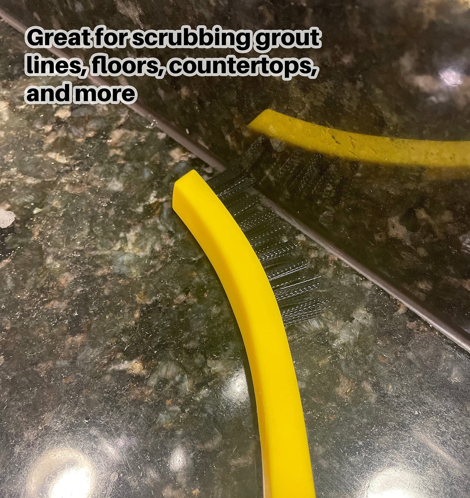 Commercial Tile Brush 8.5 Inch, Deep Cleaning Grout, Plastic Bristles, Yellow