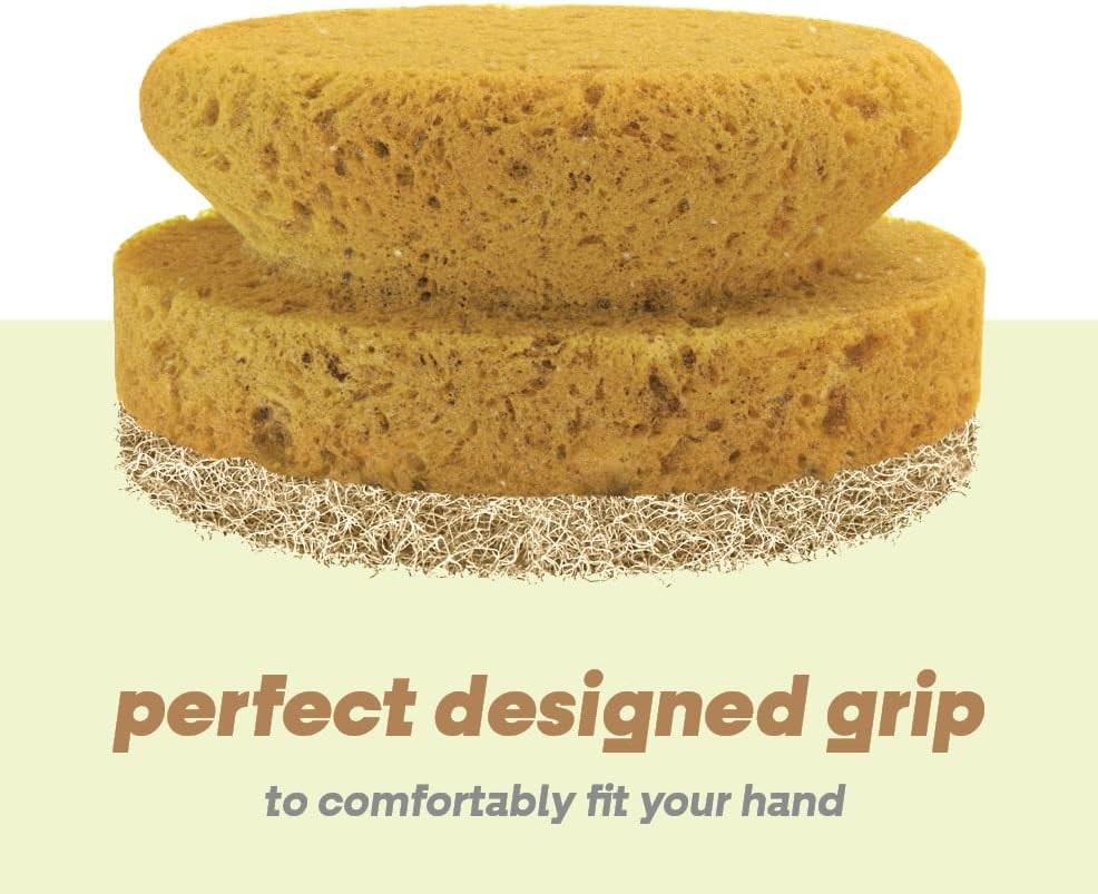 Natural Scouring Pads, Eco Friendly Scrubbing Sponges for Kitchen Cleaning and