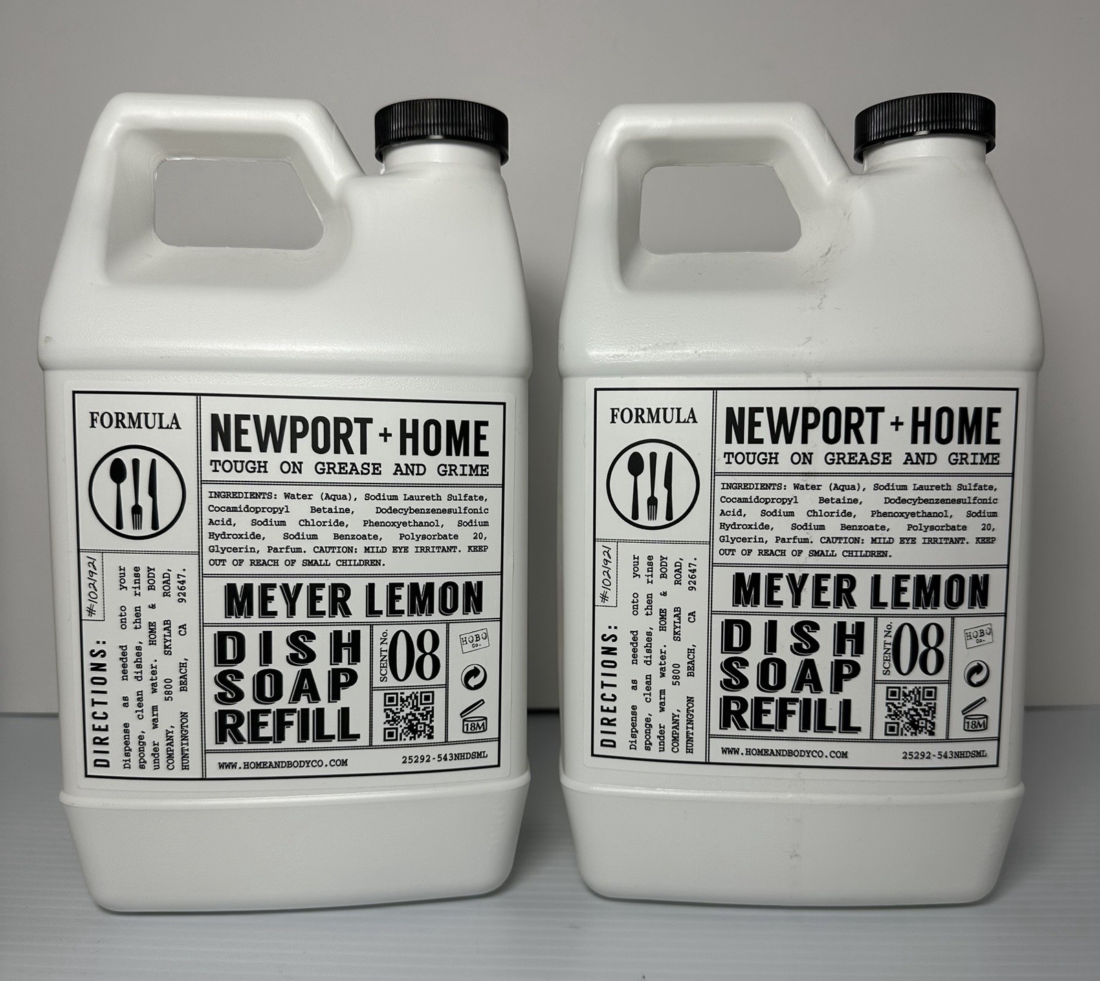 2 HOME & BODY CO. Newport MEYER LEMON Essential Oil DISH SOAP REFILL 64 fl oz