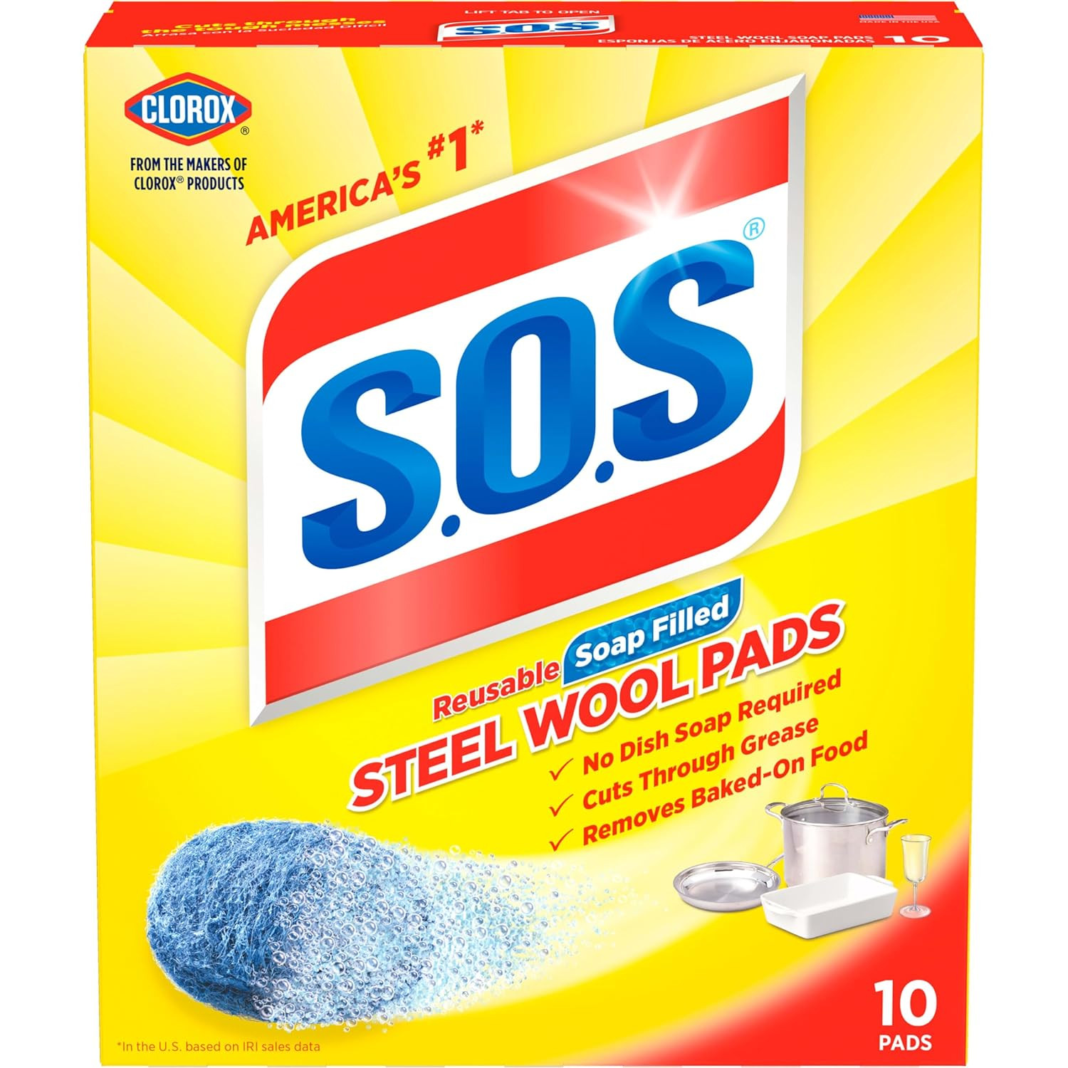 -10002 , Steel Wool Soap Pads, 10 Ct