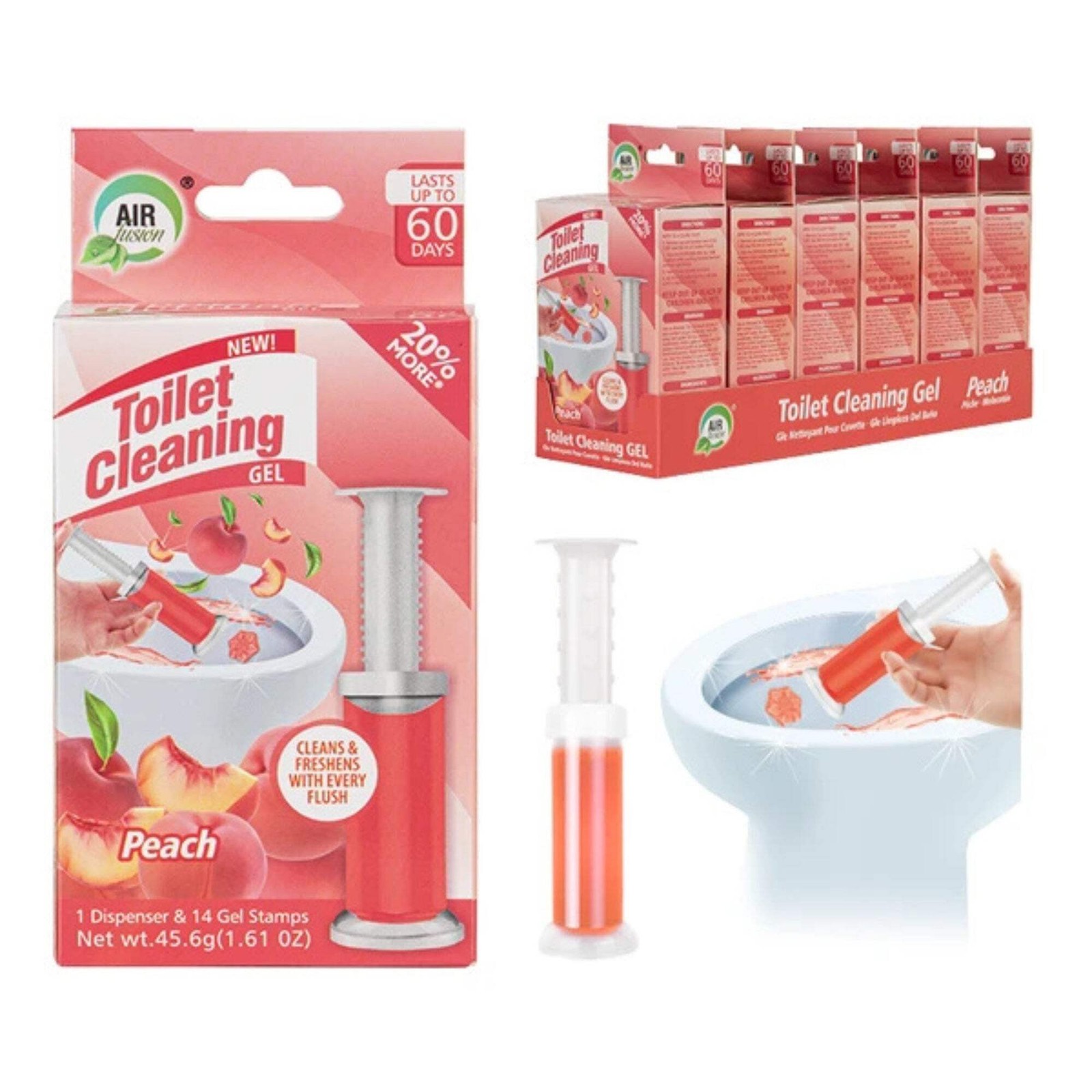 Air Fusion Peach Scent Toilet Cleaning Gel 14 Stamps 1.61oz 1 Pack