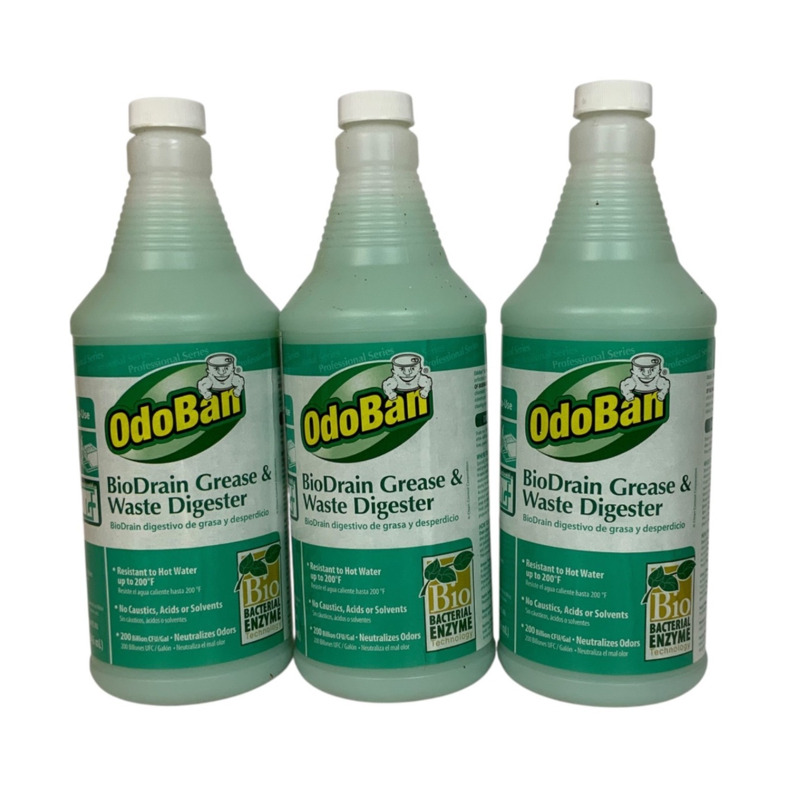 Lot of 3 OdoBan BioDrain Grease and Waste Digester Professional Series 1 Qt Each