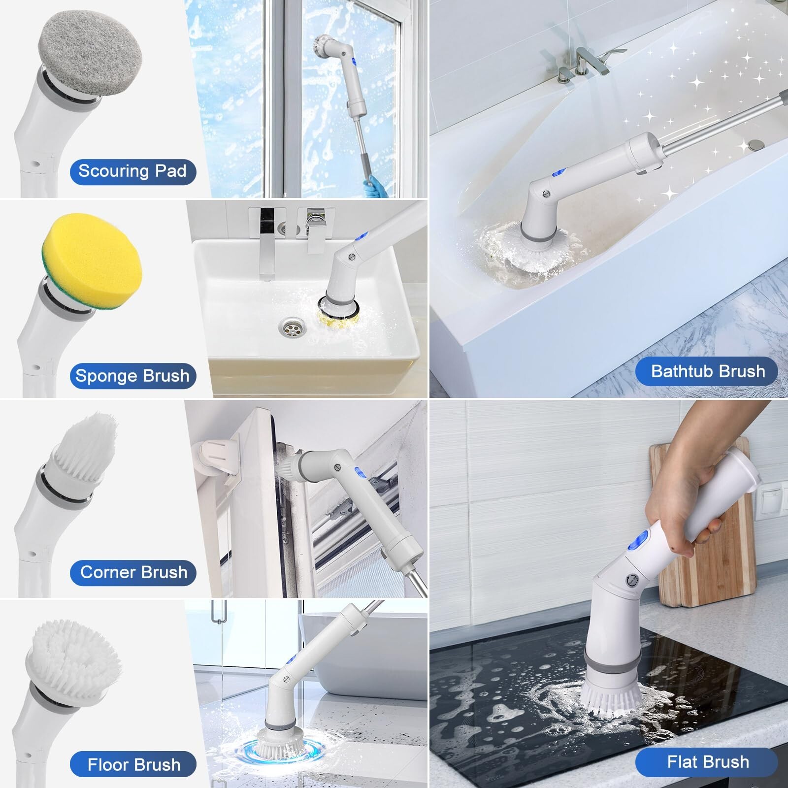 Qimedo Upgrade Rechargeable Electric Scrubber for Cleaning, 45-inch Handheld …